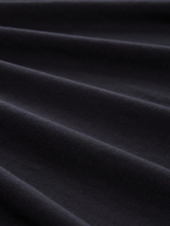 Koszulka z długim rękawem męska czarna Tom Tailor Long-sleeved cotton Henley - zbliżenie na materiał