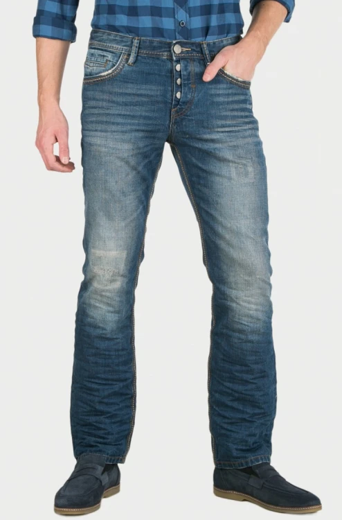 Tom Tailor Marvin Straight jeans męskie proste z przetarciami