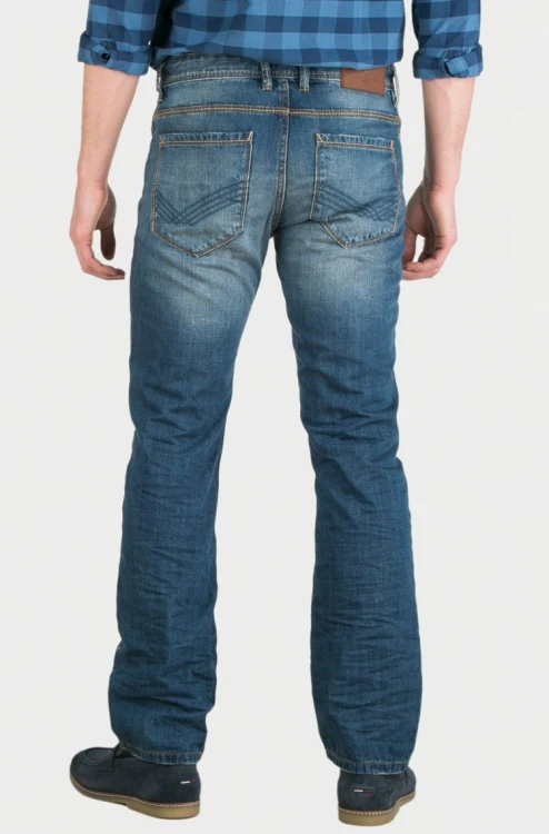 Tom Tailor Marvin Straight jeans męskie proste z przetarciami - widok na tył spodni