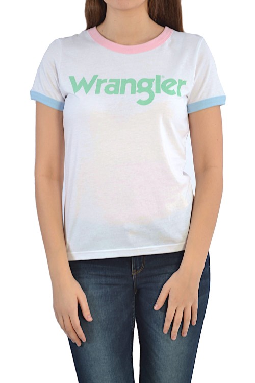 WRANGLER RINGER TEE REAL WHITE LOGO T-SHIRT DAMSKI