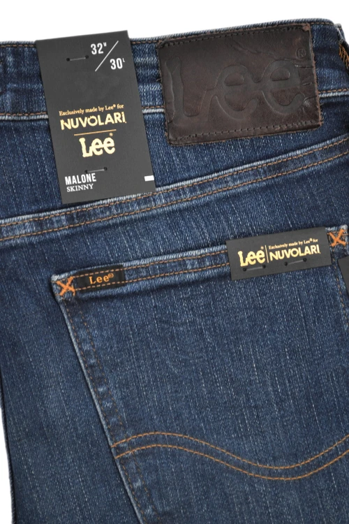 Lee Malone Skinny Dark Worn jeansy męskie rurki - zbliżenie na tylną kieszeń