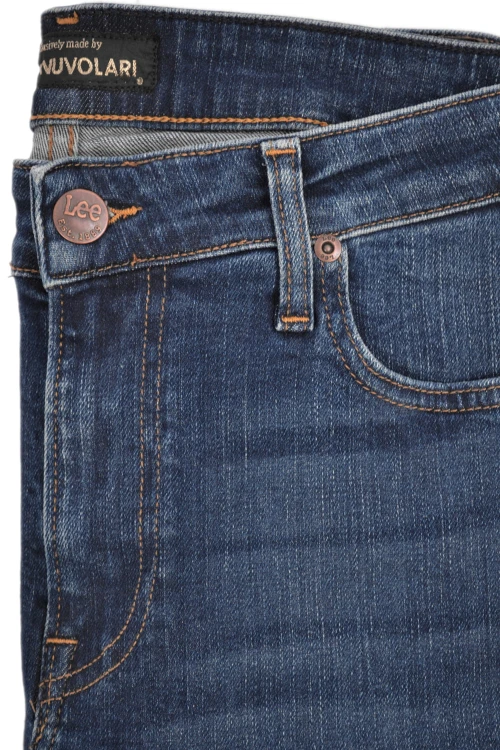 Lee Malone Skinny Dark Worn jeansy męskie rurki - zbliżenie na materiał