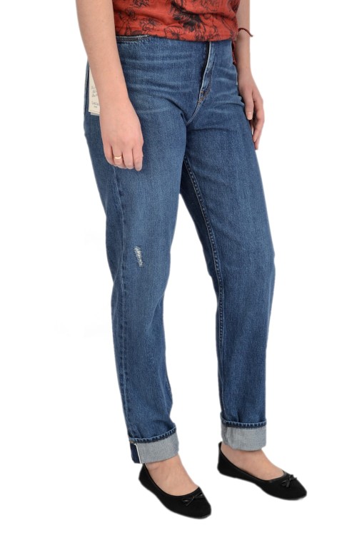 Lee Mom Straight High Waist Mid jeansy damskie bez streczu z wysokim stane- widok z boku