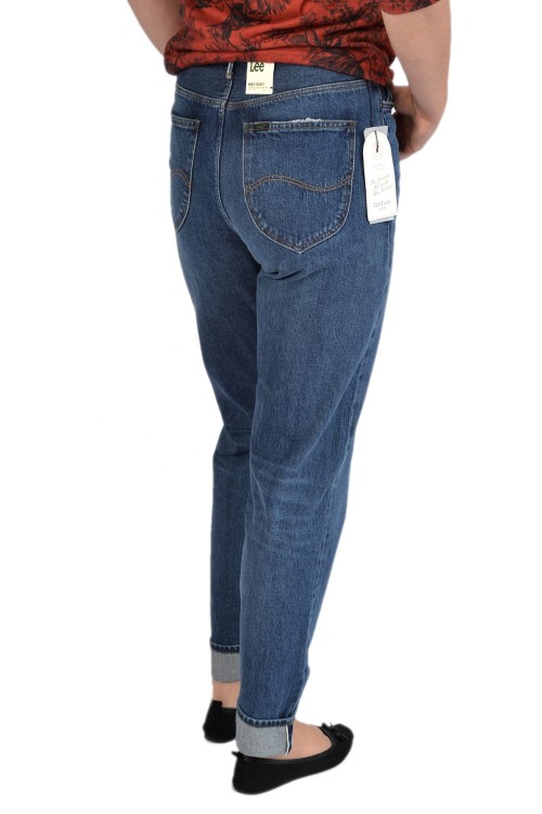 Lee Mom Straight High Waist Mid jeansy damskie bez streczu z wysokim stanem - widok z tyłu