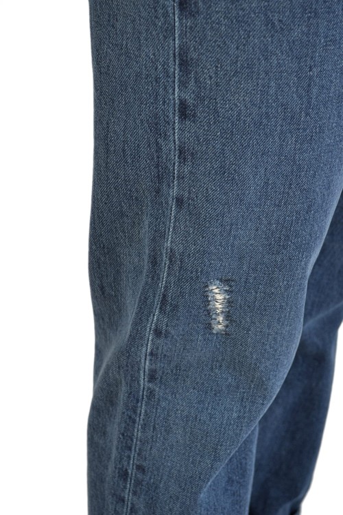 Lee Mom Straight High Waist Mid jeansy damskie bez streczu z wysokim stanem - zbliżenie na przetarcie
