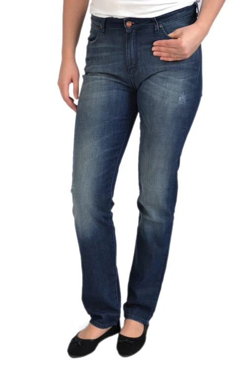 Wrangler Straight Vintage Blue jeansy damskie proste