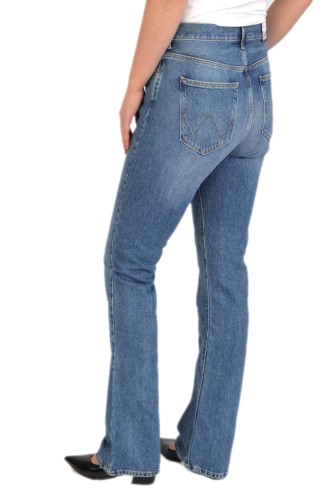 Wrangler Bootcut All Star Blue jeansy damskie bez streczu z wysokim stanem - widok z boku