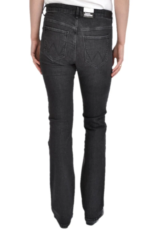 Wrangler Bootcut Midnight Bird jeansy damskie szare - widok z tyłu