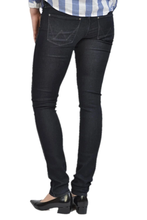 Wrangler Courtney Smooth Legs granatowe jeansy damskie biodrówki rurki - widok z tyłu