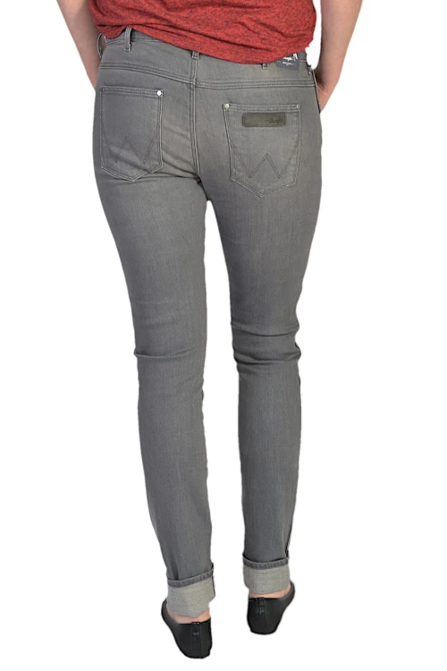 Wrangler Corynn Slate Grey szare jeansy damskie rurki - widok z tyłu