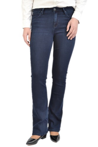 Lee Hoxie Skinny Summer Night granatowe jeansy damskie dzwony - widok z przodu