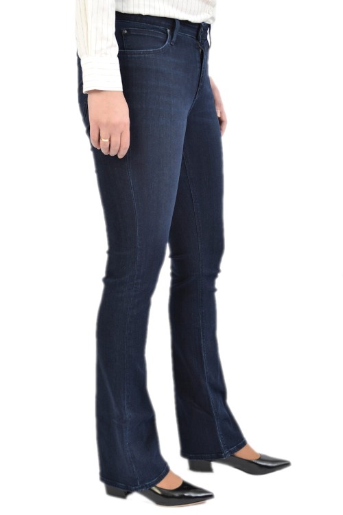 Lee Hoxie Skinny Summer Night granatowe jeansy damskie dzwony - widok z boku