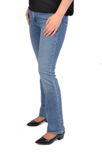 Lee Hoxie Skinny Boot Cool Daze niebieskie jeansy damskie dzwony - widok z boku