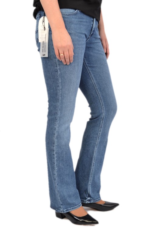 Lee Hoxie Skinny Boot Cool Daze niebieskie jeansy damskie dzwony - widok z prawego boku