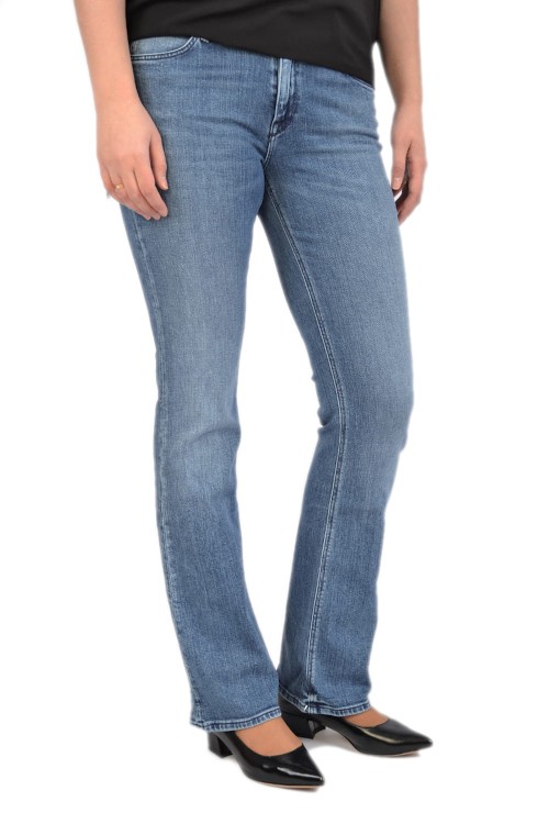 Lee Hoxie Skinny Boot Cool Daze niebieskie jeansy damskie dzwony - widok z przodu