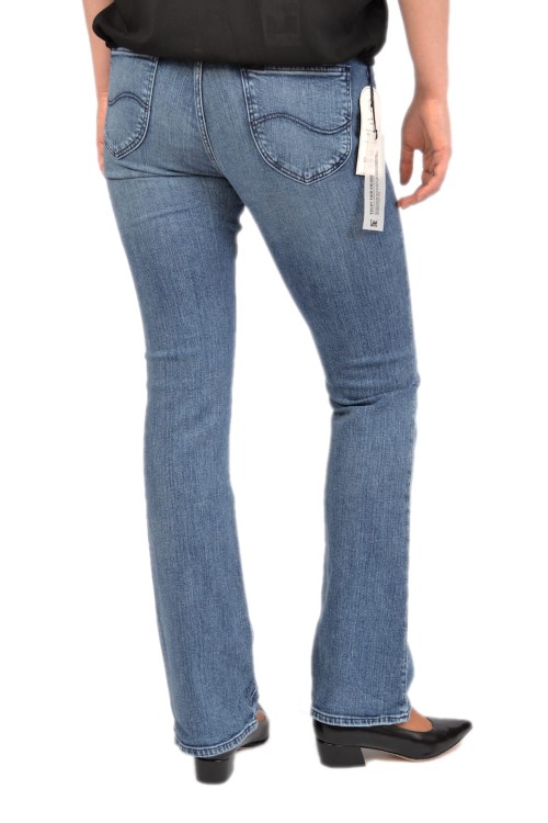 Lee Hoxie Skinny Boot Cool Daze niebieskie jeansy damskie dzwony - widok z tyłu