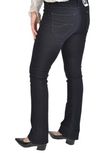 Lee Hoxie Skinny Boot Dark Night granatowe jeansy damskie dzwony - widok z tyłu