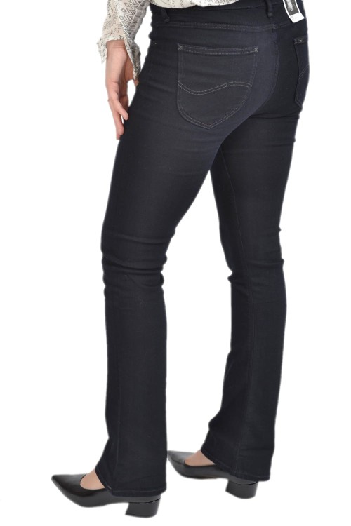 Lee Hoxie Skinny Boot Dark Night granatowe jeansy damskie dzwony - widok z tyłu
