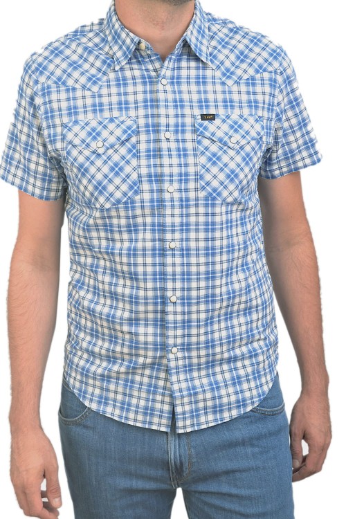 Lee Western Shirt Deep Indigo koszula męska z krótkim rękawem w kratkę