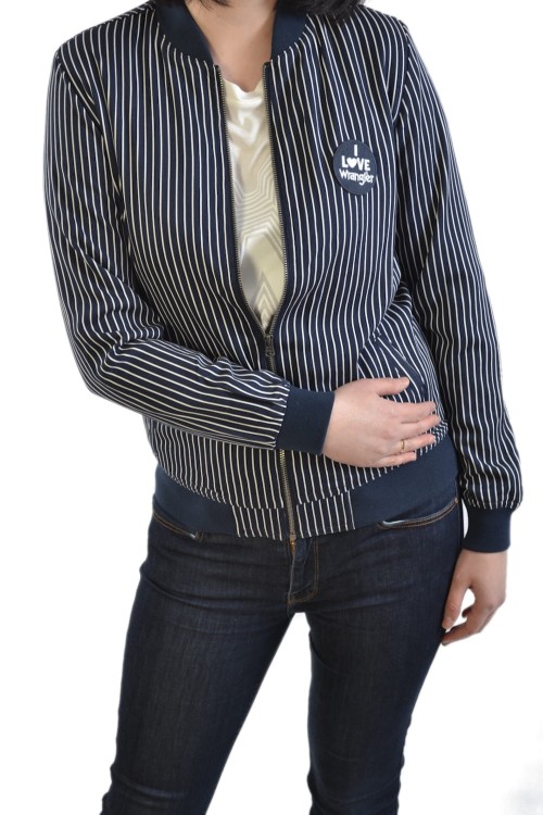 Wrangler Stripes Bomber Navy Pilotka w Paski Kurtka Damska Granatowa