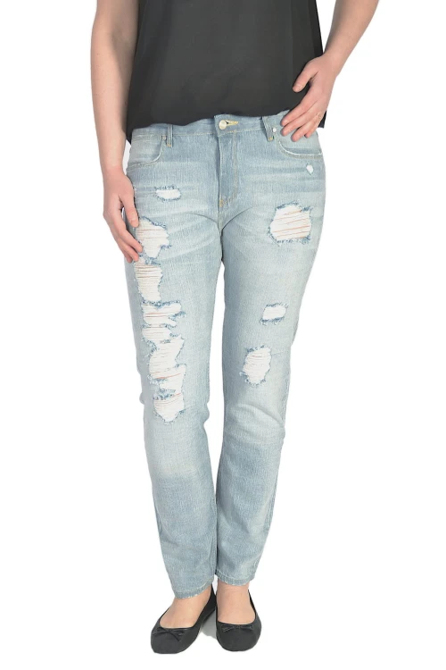 Wrangler Boyfriend Loved Jeansy Damskie Bez Streczu z Dziurami