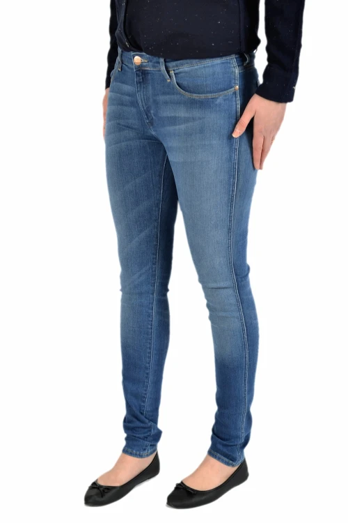Wrangler Corynn Aquatic Coral jeansy damskie rurki niebieskie