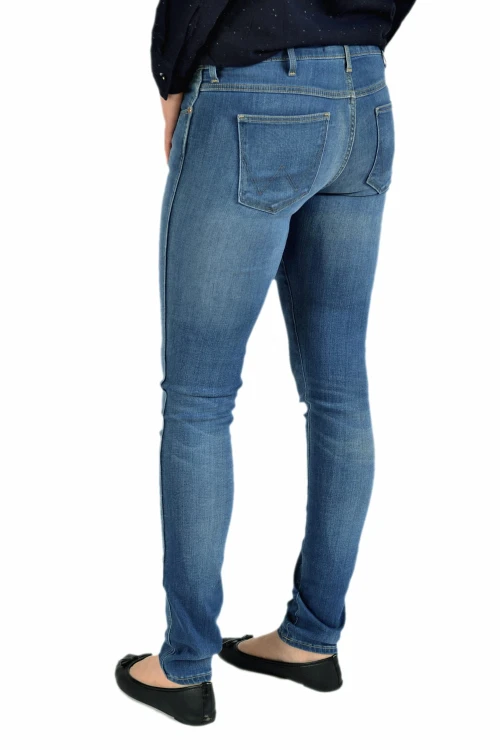 Wrangler Corynn Aquatic Coral jeansy damskie rurki niebieskie - widok z tyłu