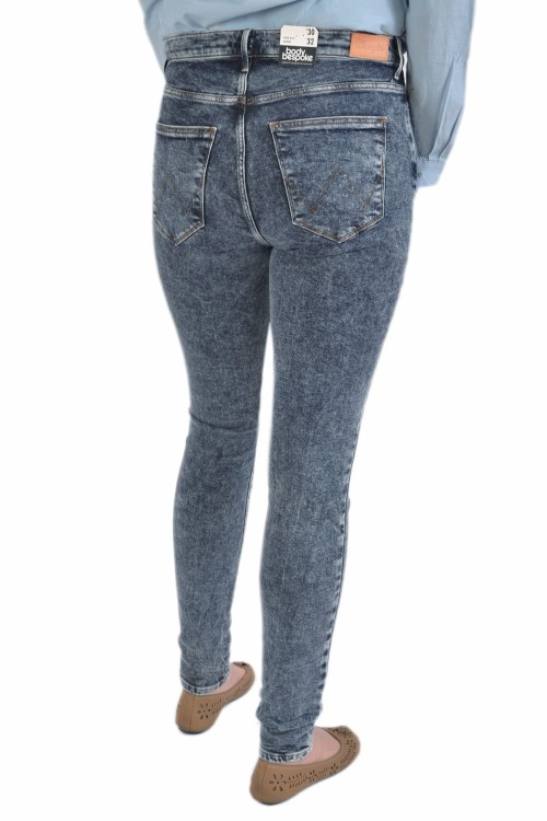 Wrangler High Rise Skinny Business jeansy damskie rurki marmurkowe z wysokim stanem - widok z tyłu