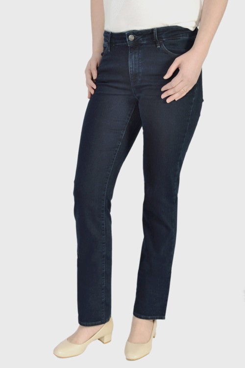 Wrangler Sara Narrow Mid Waist Moonlight jeansy damskie proste granatowe
