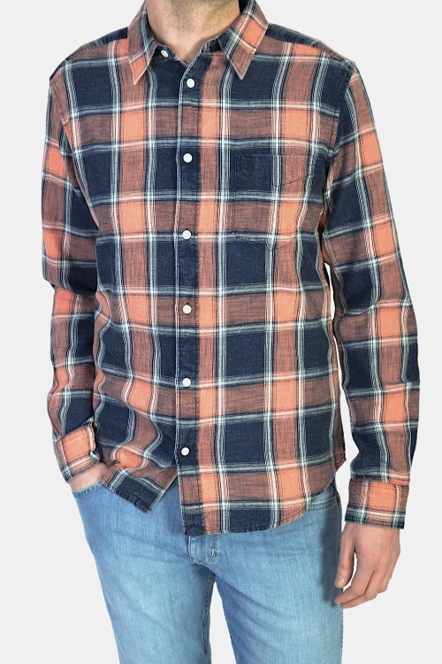 Wrangler 1pkt Shirt Glow Orange koszula męska w kratę slim