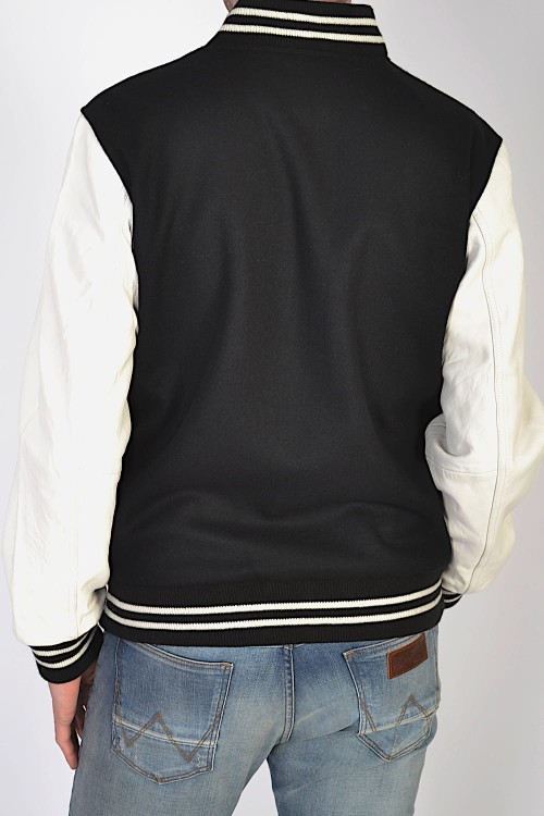 Wrangler Leather Baseball Black kurtka męska czarna bejsbolówka - widok z tyłu