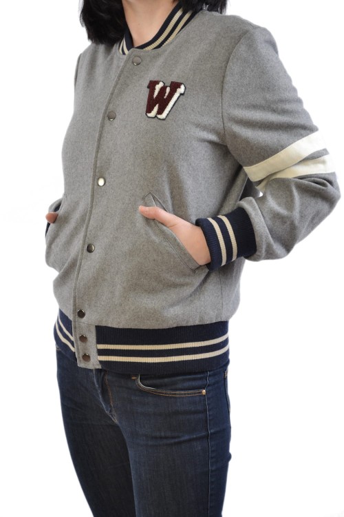 Wrangler Wool Baseball Mid Grey Mel kurtka damska szara bomberka