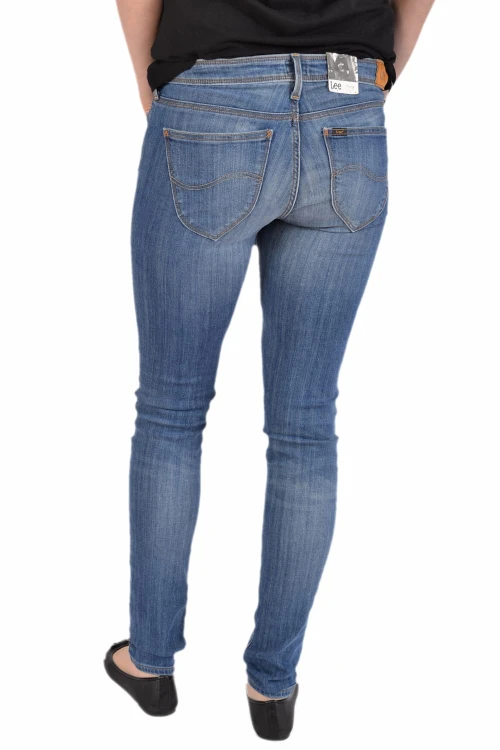 Lee Toxey Super Skinny Blue Monday jeansy damskie rurki biodrówki niebieskie - widok z tyłu