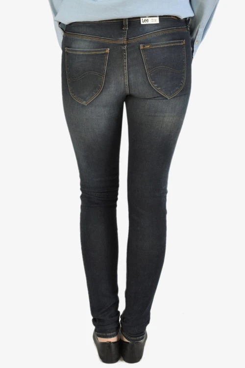 Lee Toxey Super Skinny Black Ocean rurki jeansy damskie biodrówki - widok z tyłu