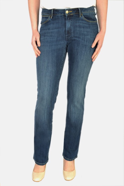Wrangler Sara Narrow Regular Waist Navy Sea jeansy damskie proste