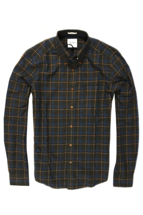 Wrangler LS 1 Pkt Button Down Dark Grey koszula męska slim w kratę