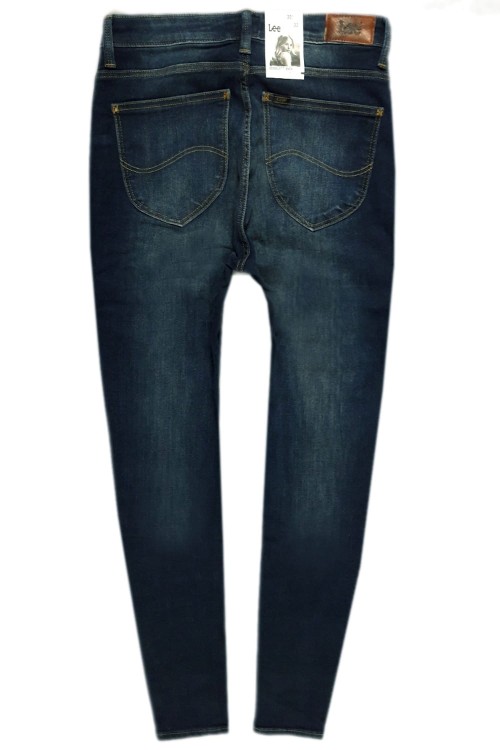 Lee Scarlett High Blue Indigo jeansy damskie rurki z wysokim stanem - widok z tyłu