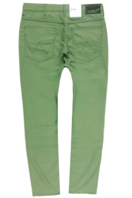Wrangler Arizona Classic Straight Olivine proste spodnie męskie materiałowe zielone - widok z tyłu