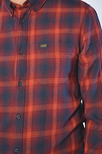 Lee Button Down Redrum koszula męska w kratę - zbliżenie na materiał