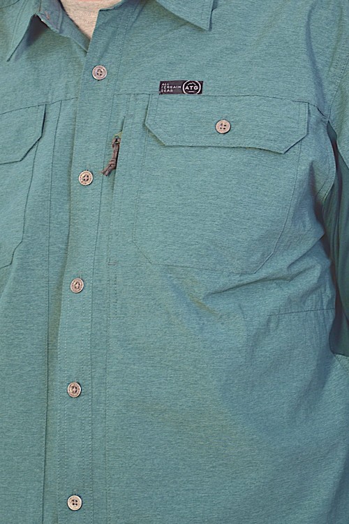 Koszula męska outdoorowa Wrangler Mixed Material Shirt Regular Fit Pine ATG - widok z przodu