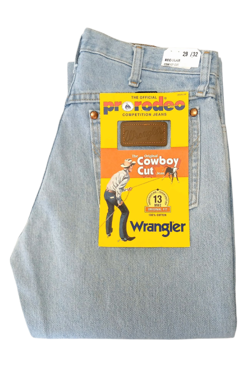 Wrangler 13MWZ Cowboy Cut Bleach proste jeansy męskie jasne bez streczu