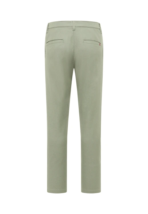 Mustang Brand Chino Gren Melange Zig Zag spodnie materiałowe cienkie oliwkowe - widok z tyłu