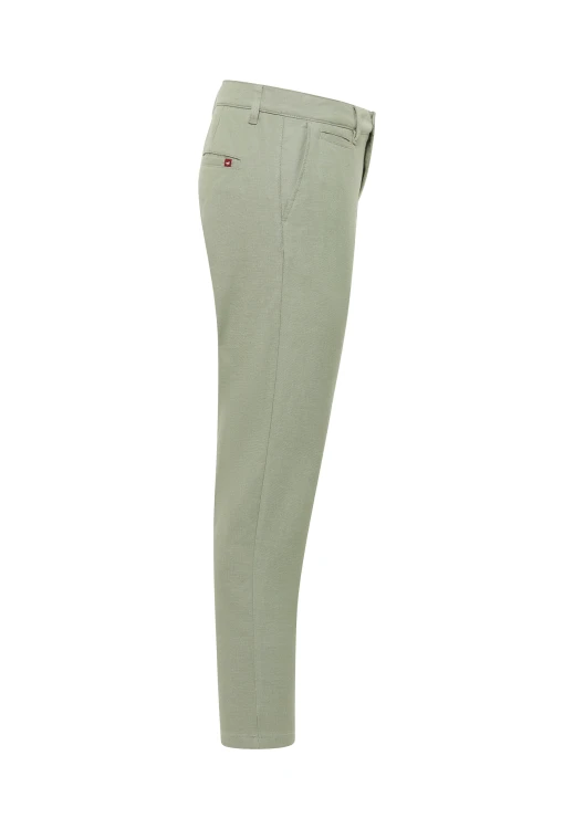 Mustang Brand Chino Gren Melange Zig Zag spodnie materiałowe cienkie oliwkowe - widok z boku