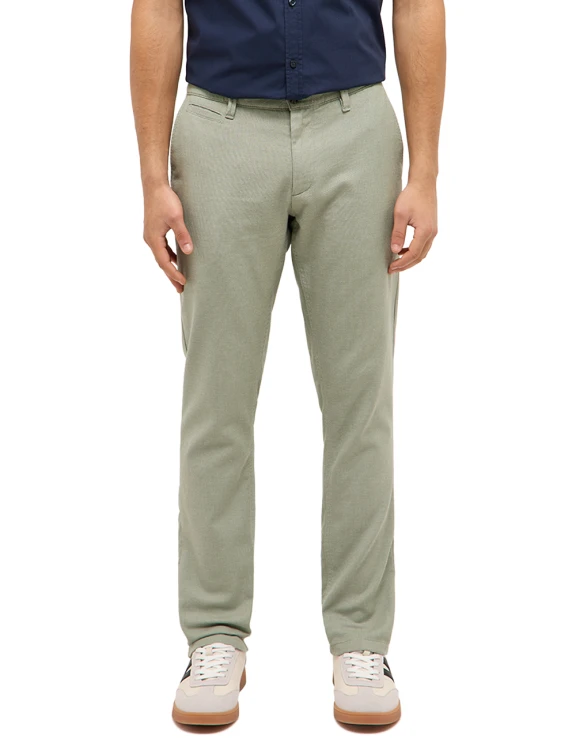 Mustang Brand Chino Gren Melange Zig Zag spodnie materiałowe cienkie oliwkowe