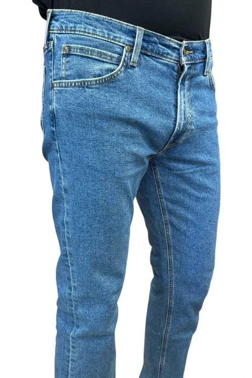 Lee Daren Zip Fly Belmont jeansy męskie proste niebieskie - zbliżenie na materiał