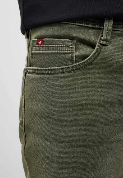 Mustang Oregon Slim Ivy Green jeansy męskie zielone - zbliżenie materiału