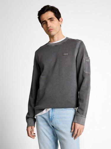 Bluza męska bez kaptura szara Tom Tailor Garment Dyed Crew Neck Sweatshirt