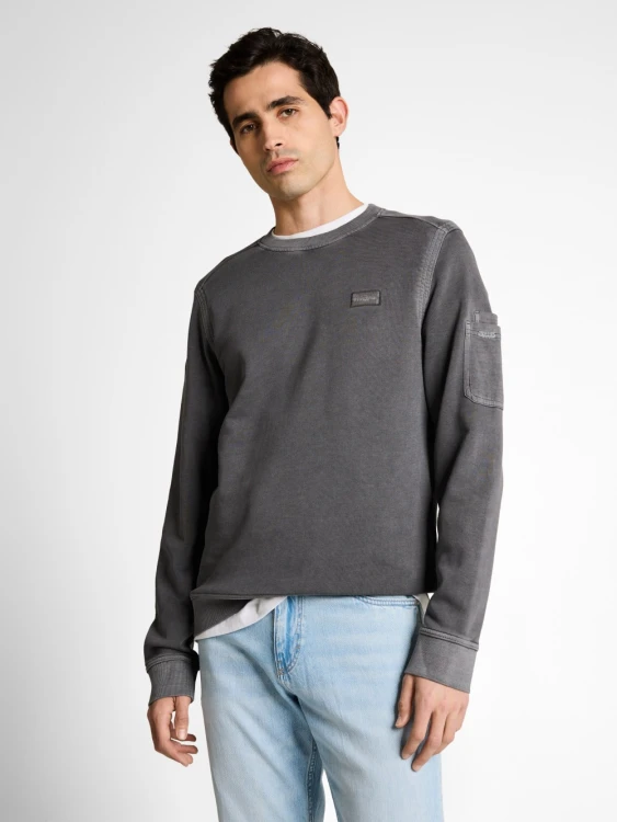 Bluza męska bez kaptura szara Tom Tailor Garment Dyed Crew Neck Sweatshirt