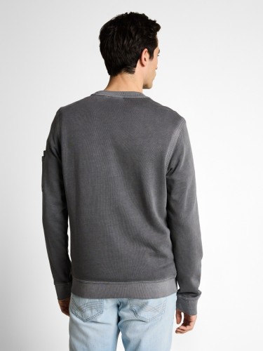 Bluza męska bez kaptura szara Tom Tailor Garment Dyed Crew Neck Sweatshirt - widok z tyłu
