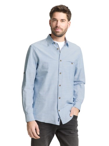 Koszula męska bawełniana niebieska Tom Tailor Structured Shirt Regular Shirt